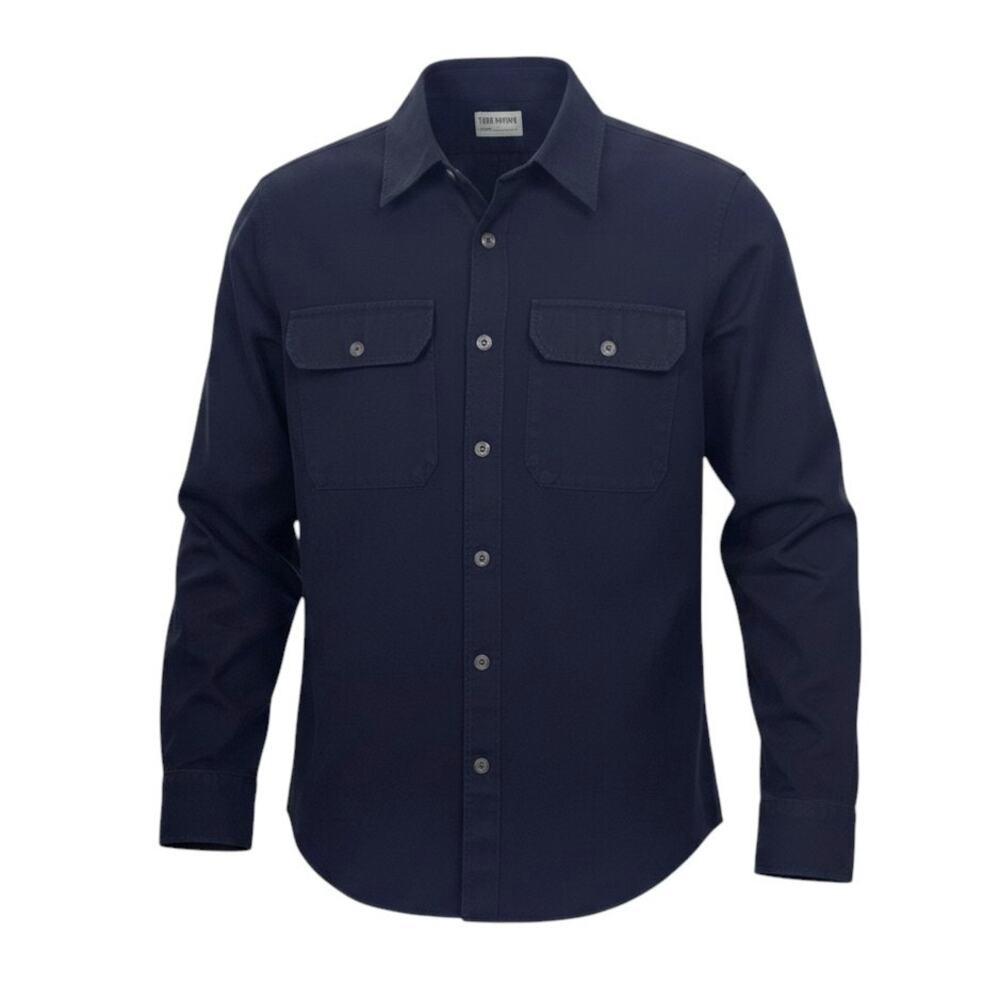Todd Snyder Men's Size L Blue Cotton Two Pocket Utility Long Sleeve Work Shirt